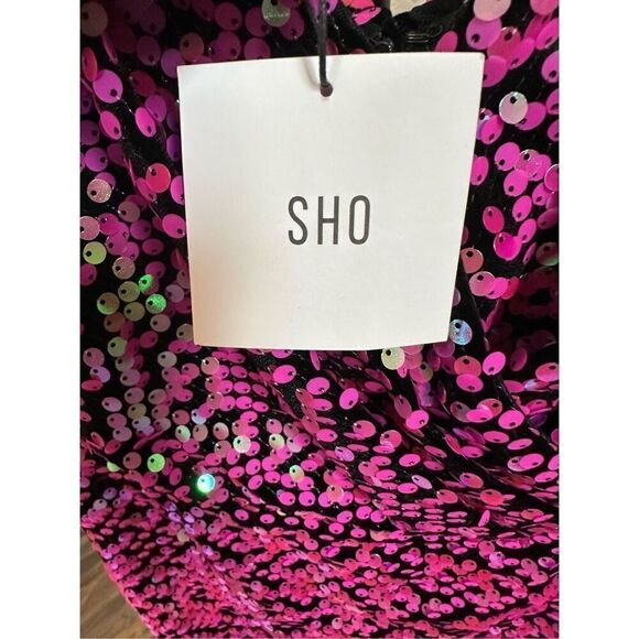 Sho by Tadashi Shoji Sequin Surplice Neck Body-Con Dress in Hot Pink Size X-Smal - Picture 4 of 8